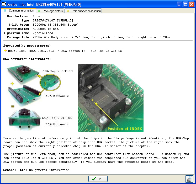 Device Infos - Intel BR28F640W18T